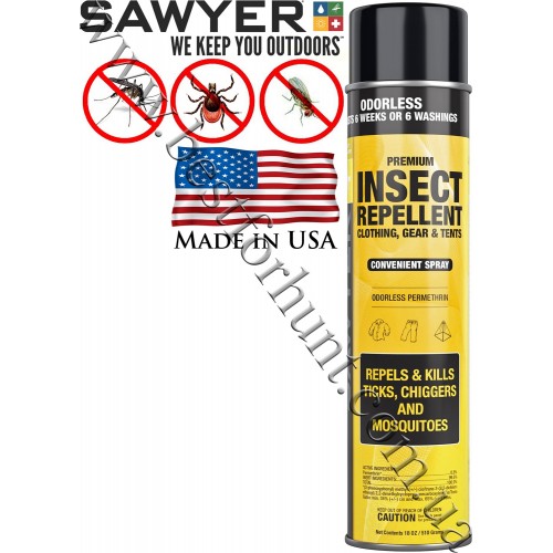 Репелент від комарів та кліщів Sawyer® Premium Odorless Permethrin Insect Repellent A Treatment for Clothing Gear and Tents Convenient Spray 18oz (510gram)