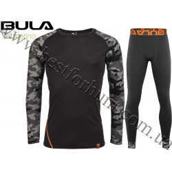 BULA Camo Merino Wool Base Layer Set Black