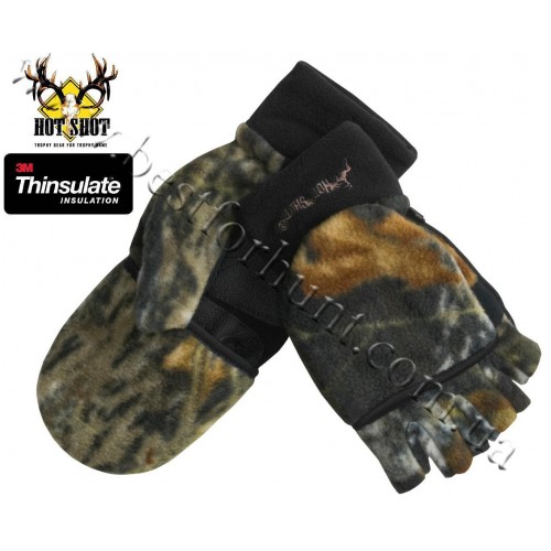 Jacob Ash Hot Shot Camo Fleece Mittens Thinsulate® Flip-Top Mossy Oak® Break-Up®