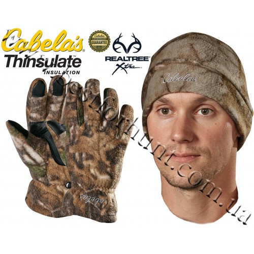 Cabela's Camo Polar-Weight Fleece Gloves Hat Combo Realtree Xtra®