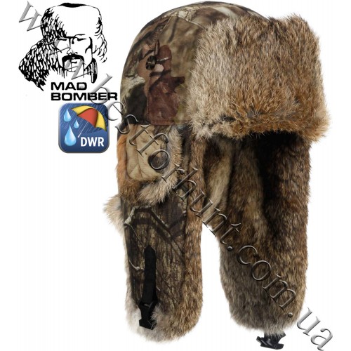 Mad Bomber® Canvas Bomber Mossy Oak® Break-Up® Infinity™ with Brown Rabbit Fur