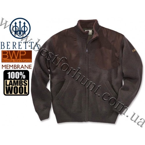Beretta® Wind Barrier Full Zip Sweater with Pockets PU150 Brown Arabic