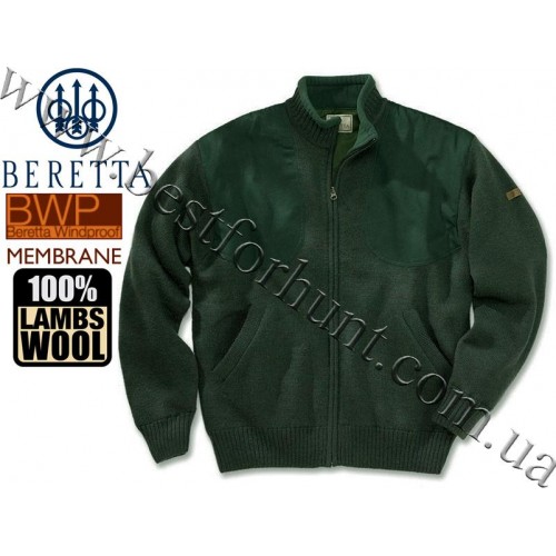 Beretta® Wind Barrier Full Zip Sweater with Pockets PU150 Forest Green