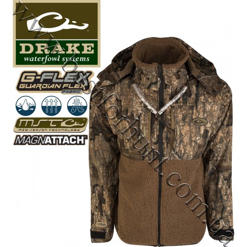 Drake® Waterfowl MST™ Guardian Flex™ Sherpa Fleece Eqwader™ Full Zip with Hood DW7341-033 Realtree Timber®