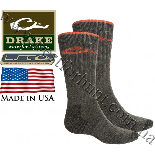 Drake Waterfowl® Full Cushion Heavy Weight Merino Wool Blend Socks Charcoal Orange