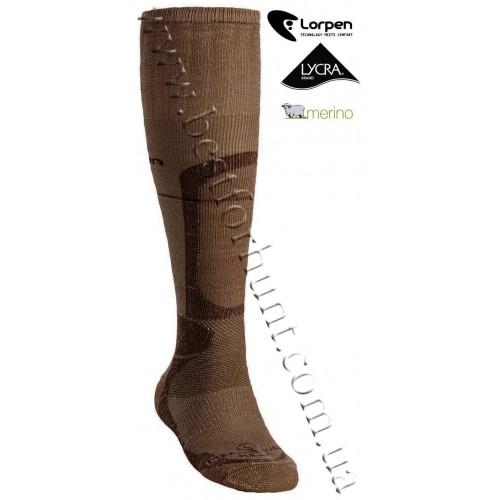 Lorpen Heavyweight Merino Wool Hunting Socks Brown