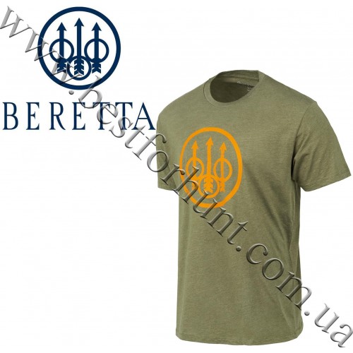 Beretta® Trident Logo SS Tee TS228 Heather Mil Green