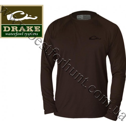 Drake Waterfowl® Lab with Ducks Long Sleeve Tee Dark Chocolate