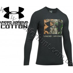 Under Armour® Camo Knockout Long Sleeve Hunting Graphic T-Shirt Black Medium Heather with Realtree Xtra®