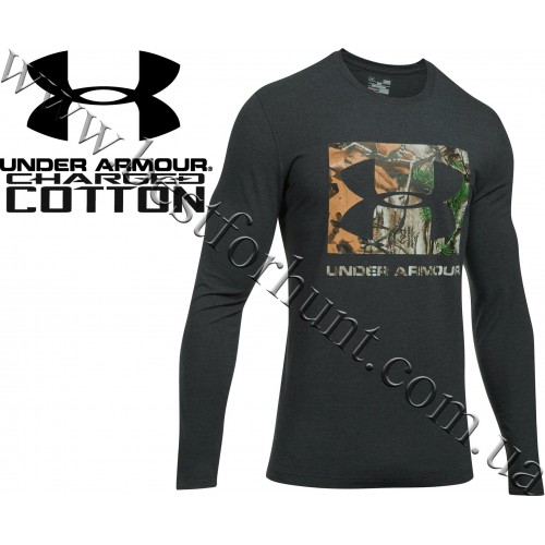 Under Armour® Camo Knockout Long Sleeve Hunting Graphic T-Shirt Black Medium Heather with Realtree Xtra®