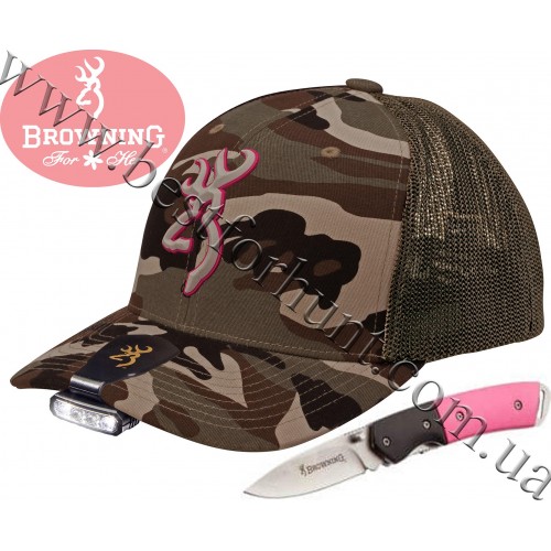 Browning® Ladies Camo Cap and Night Seeker 2™ Cap Light and Knife Combo