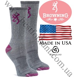 Browning® Women's Wool Blend Crew Socks Fuchsia-Gray