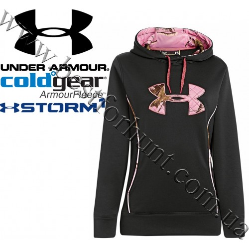 Under Armour® Women’s ColdGear® Storm Big Logo Caliber Hoodie 1247106-001 Black-Realtree AP® Pink