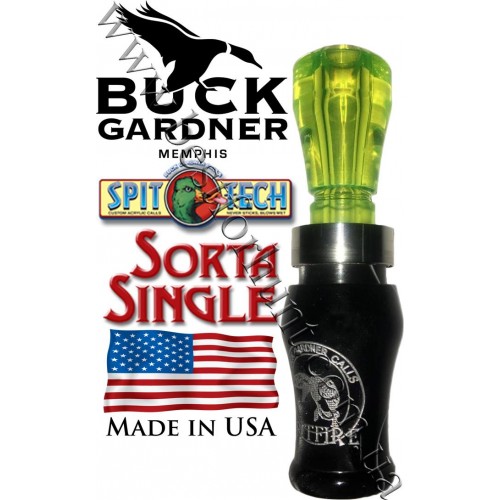 Buck Gardner® Spitfire™ 1.5 Reed Acrylic Polycarbonate Duck Call Swirl Black Pearl White - Flourescent Green