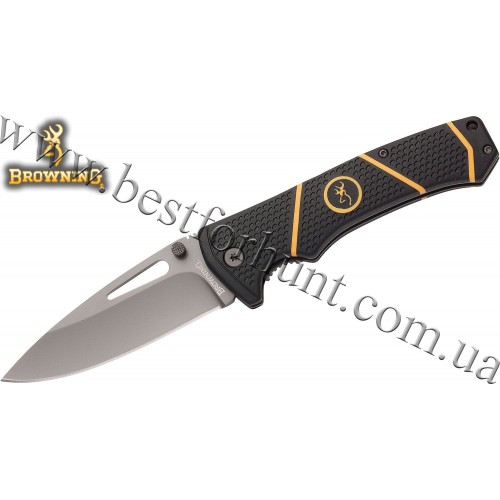 Browning® Long Haul 3.5” Folding Knife with Gray Plain Blade and Black-Orange Polymer Handles 3220352