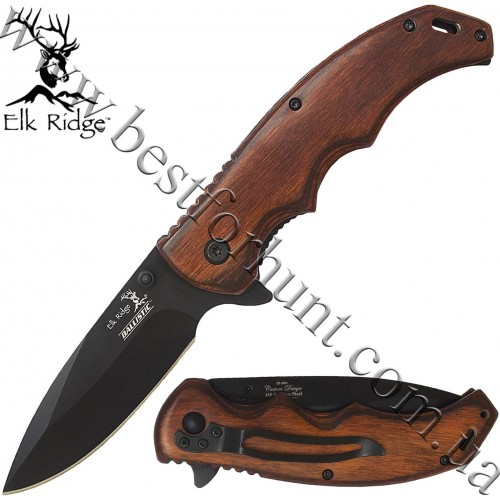 Elk Ridge® EDC Brown Pakkawood Spring Assisted Tactical Pocket Knife ER-A004BW