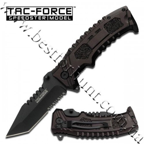 TAC-FORCE™ Black Sawback Tanto Point Tactical Pocket Knife TF-794T