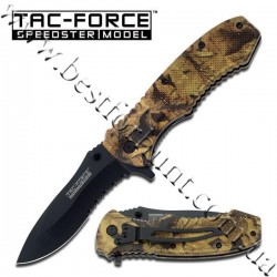 TAC-FORCE™ Flipper Woodland Camo Folding Pocket Knife TF-800CA