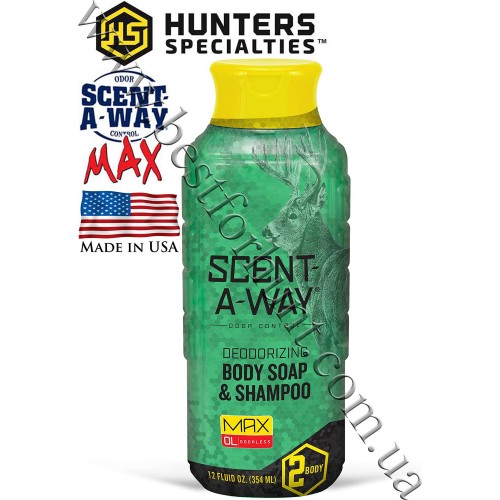 Hunter's Specialties® Scent-A-Way® MAX Liquid Deodorizing Body Soap & Shampoo Odorless 12 fl.oz.