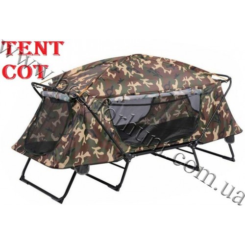Camo Folding Tent Cot with Rain Fly
