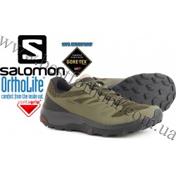 Salomon® Outline Gore-Tex® Waterproof Hiking Shoes Burnt Olive-Black-Safari