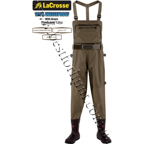 LaCrosse® Alpha Swampfox™ 600-gram Insulated Drop Top Chest Waders Brown