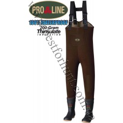 Pro-Line Marsh Creek 3.5mm Neoprene 200 grams Insulated Chest Waders Dark Brown