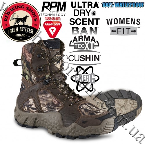 Irish Setter® 8” Women's Vaprtrek™ Waterproof 400g PrimaLoft® Insulation Hunting Boots 2839 Mossy Oak® Break-Up® COUNTRY™