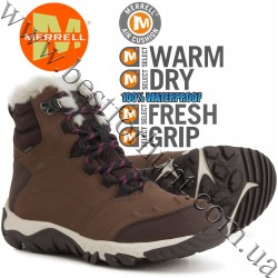 Merrell® Womens Thermo Fractal Mid Waterproof Insulated Snow Nubuck Boots Earth